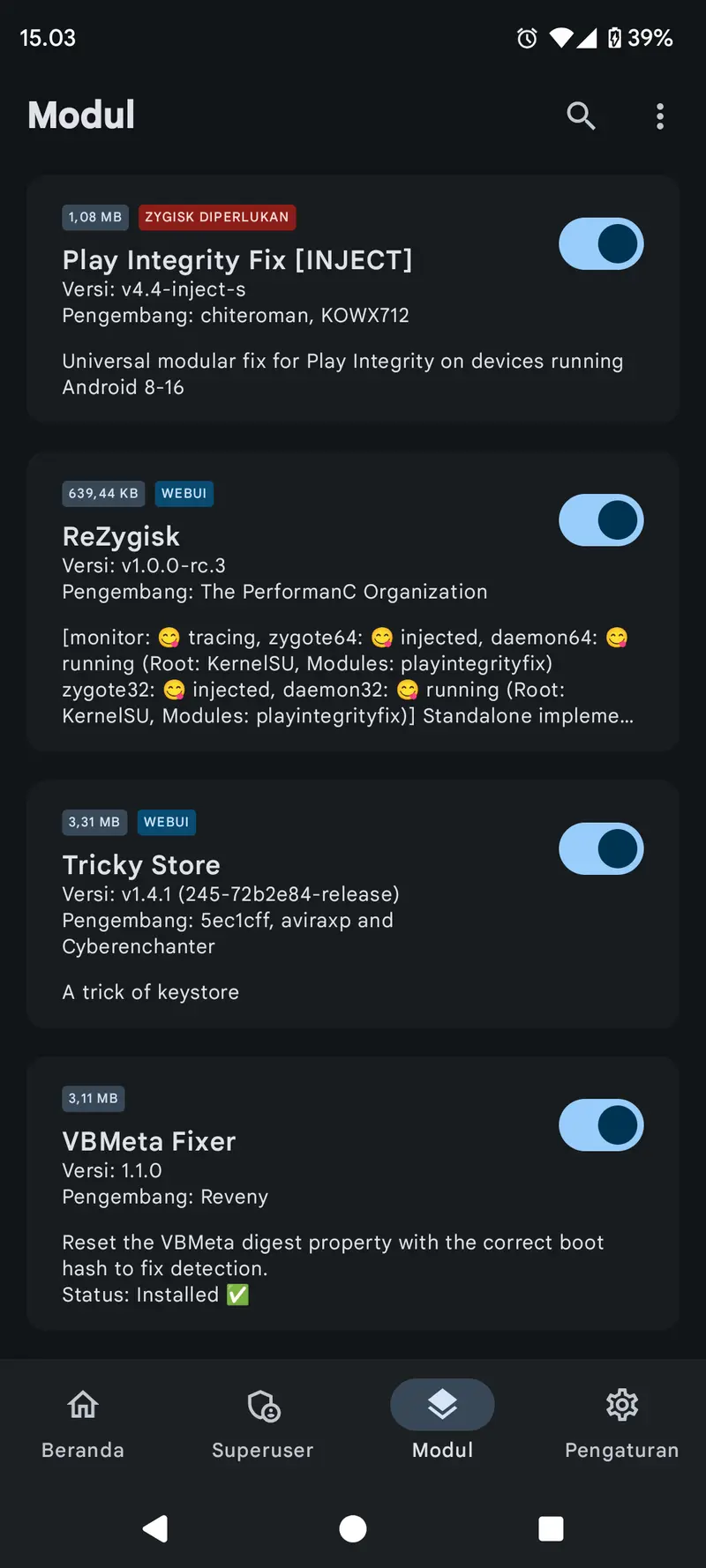 Tangkapan Layar Play Integrity API Checker berhasil lolos